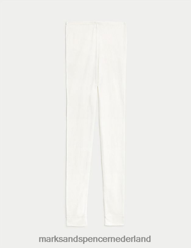 Marks & Spencer unisex thermische pointelle-legging wit lingerie N8VZP5013