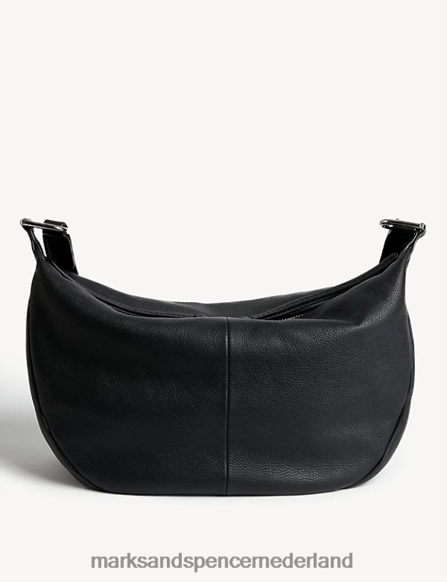 Marks & Spencer vrouwen leren crossbodytas met dubbele ritssluiting zwart accessoires N8VZP2504