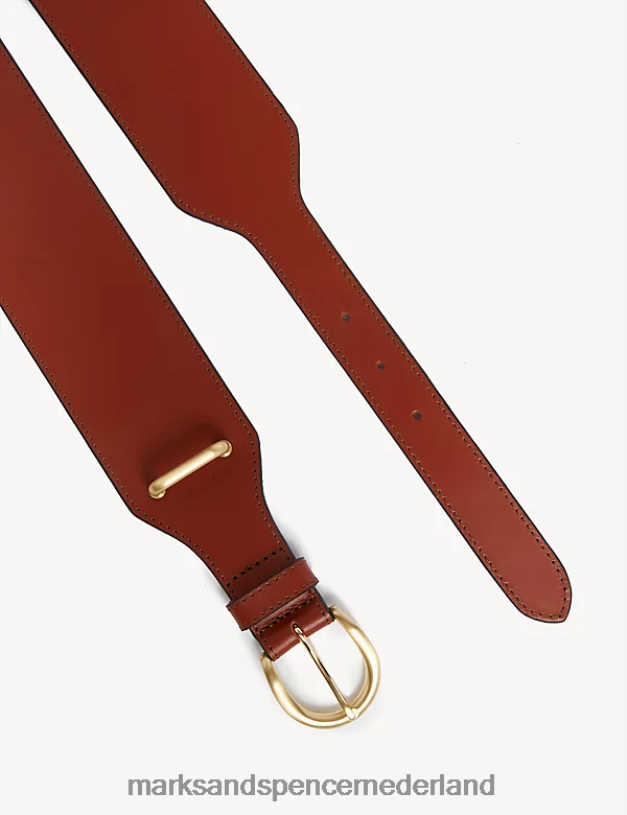 Marks & Spencer vrouwen leren brede tailleriem donkere tint accessoires N8VZP1653