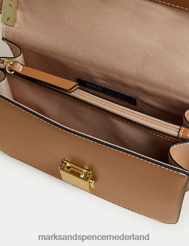 Marks & Spencer vrouwen Crossbodytas van kunstleer latte accessoires N8VZP1294