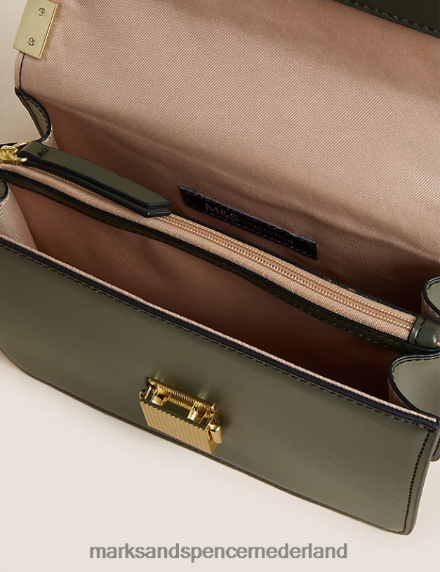 Marks & Spencer vrouwen Crossbodytas van kunstleer licht kaki accessoires N8VZP934