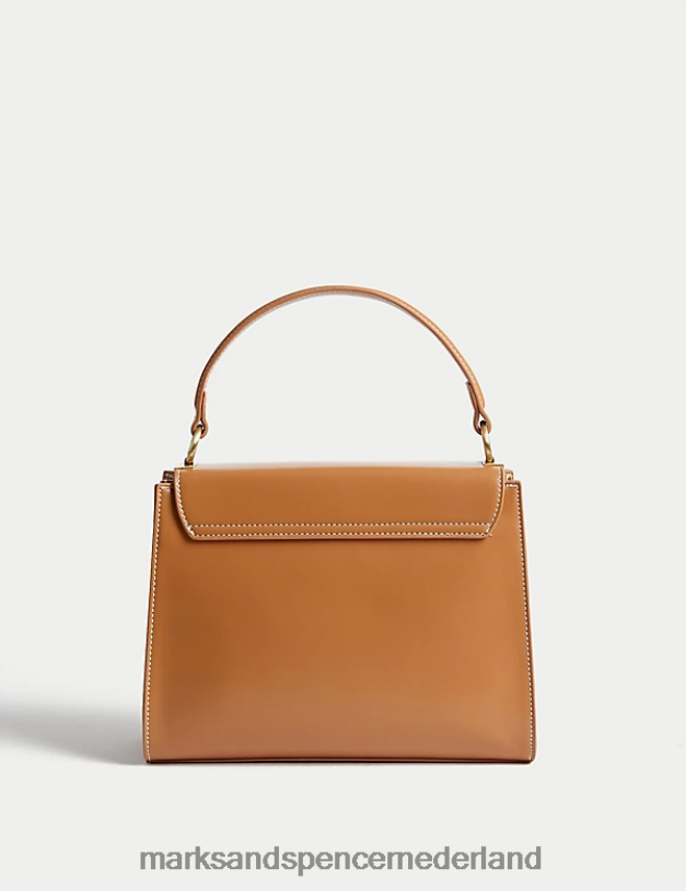 Marks & Spencer vrouwen Draagtas van kunstleer met handvat aan de bovenkant latte accessoires N8VZP271