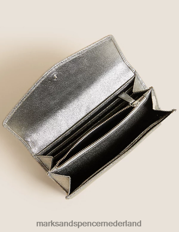 Marks & Spencer vrouwen Grote leren portemonnee met krokodilleneffect metalen accessoires N8VZP3384