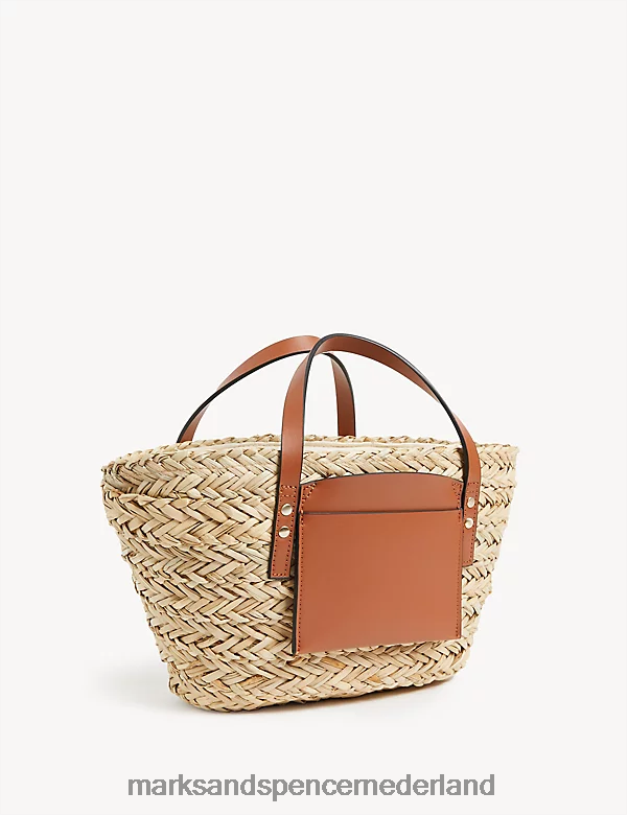 Marks & Spencer vrouwen draagtas van stro met trekkoord natuurlijk accessoires N8VZP337