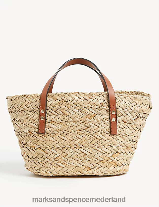 Marks & Spencer vrouwen draagtas van stro met trekkoord natuurlijk accessoires N8VZP337