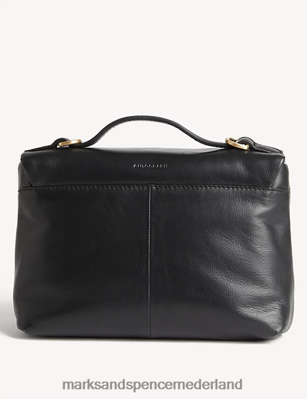Marks & Spencer vrouwen leren crossbodytas met handvat aan de bovenkant zwart accessoires N8VZP1955