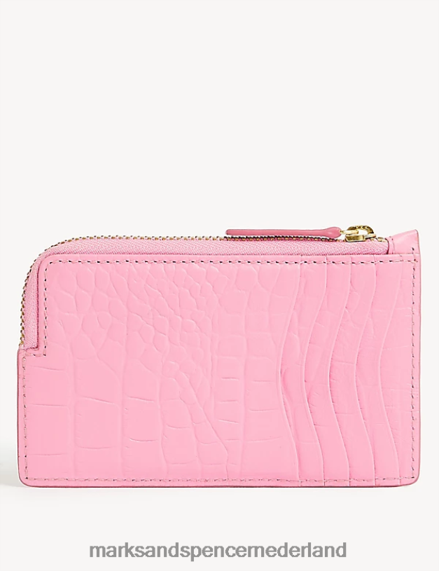 Marks & Spencer vrouwen leren portemonnee bloemblaadje roze accessoires N8VZP3245