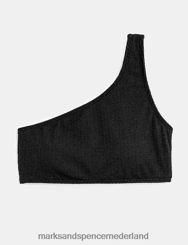 Marks & Spencer vrouwen Getextureerde bikinitop met één schouder zwart kleding N8VZP2431