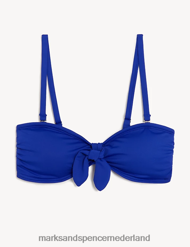 Marks & Spencer vrouwen Gewatteerde bandeau bikinitop met strikdetail elektrisch blauw kleding N8VZP2533