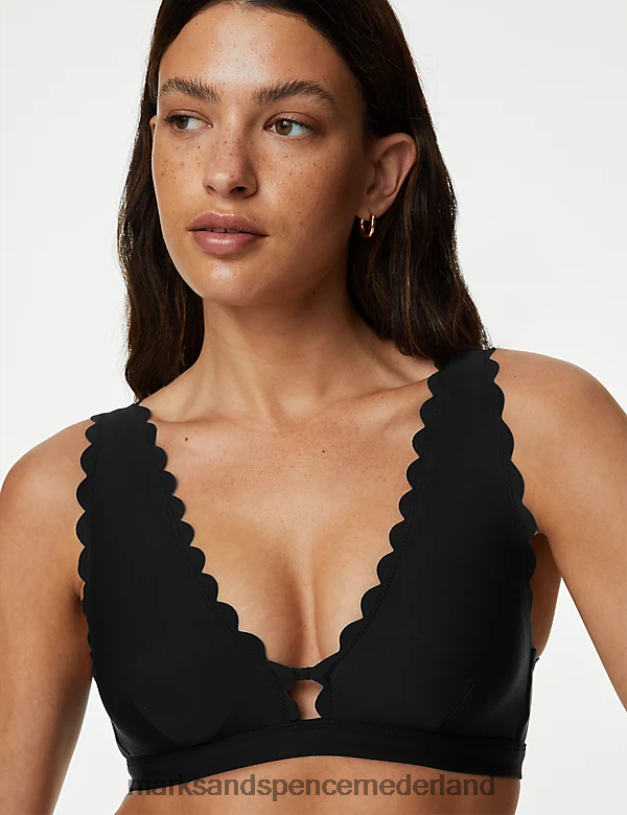 Marks & Spencer vrouwen Gewatteerde, uitgesneden bikinitop van neopreen zwart kleding N8VZP2779