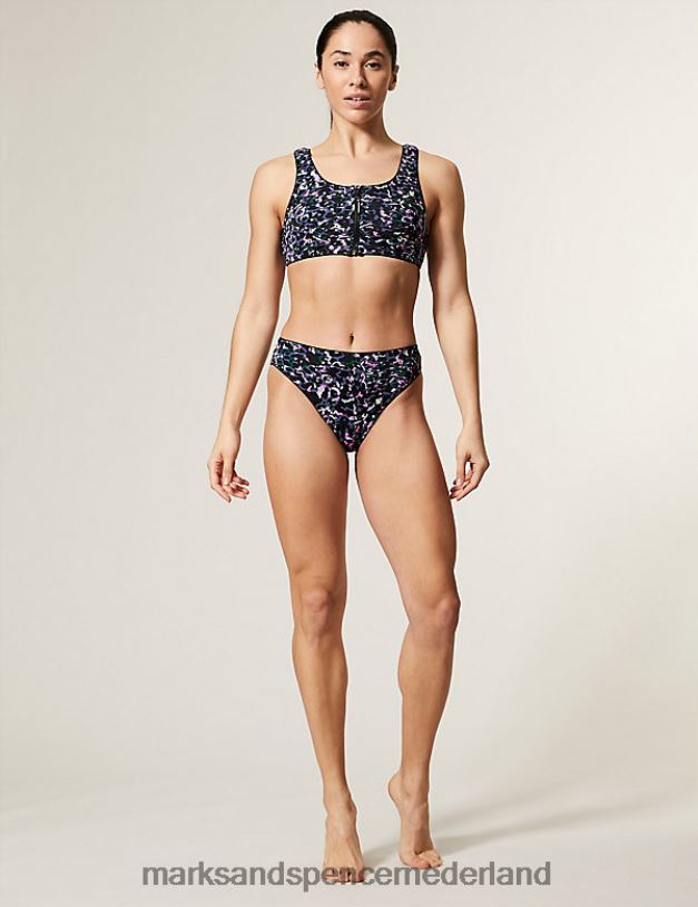 Marks & Spencer vrouwen bikinitop met rits en print lila mix kleding N8VZP1988