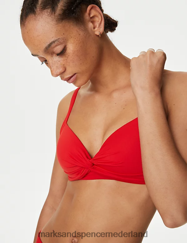 Marks & Spencer vrouwen gewatteerde, diep uitgesneden bikinitop papaver kleding N8VZP3434