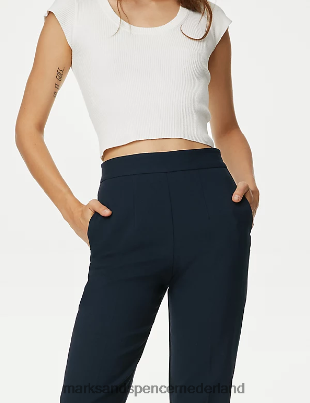 Marks & Spencer vrouwen Broek met rechte pijpen en ritsdetail marine kleding N8VZP591