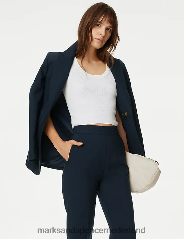Marks & Spencer vrouwen Broek met rechte pijpen en ritsdetail marine kleding N8VZP591