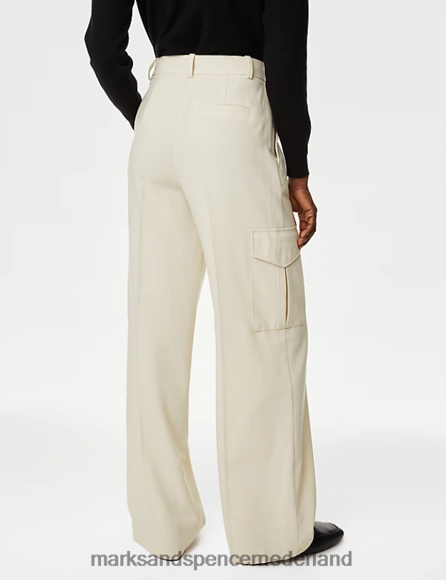 Marks & Spencer vrouwen Cargo broek met wijde pijpen beige kleding N8VZP1164