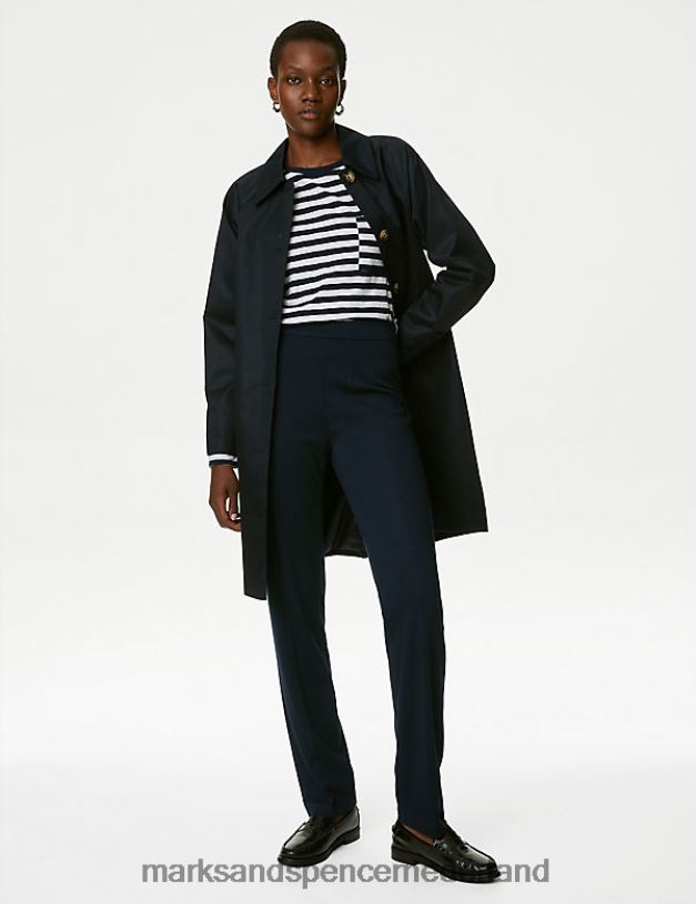Marks & Spencer vrouwen Jersey broek met rechte pijpen en stretch donker marine kleding N8VZP2127