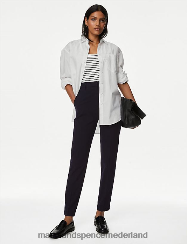 Marks & Spencer vrouwen Slim-fit enkelgrazerbroek met stretch donker marine kleding N8VZP878