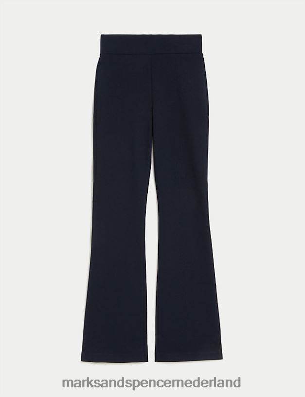 Marks & Spencer vrouwen Uitlopende broek van jersey met elastische taille middernacht marine kleding N8VZP3333