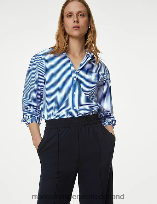Marks & Spencer vrouwen broek met wijde pijpen donker marine kleding N8VZP491