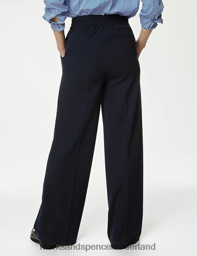 Marks & Spencer vrouwen broek met wijde pijpen donker marine kleding N8VZP491