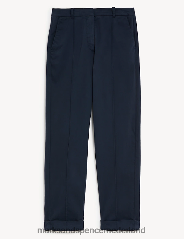 Marks & Spencer vrouwen cropped chino met slim-fit pasvorm marine kleding N8VZP2471