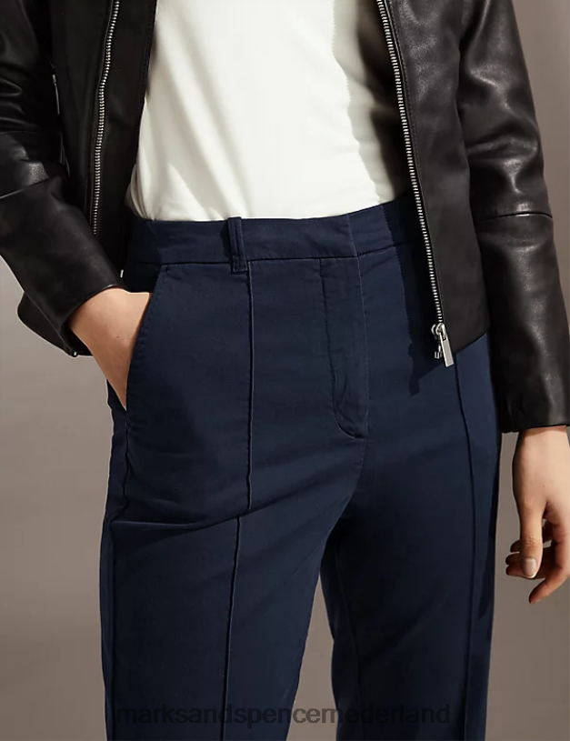 Marks & Spencer vrouwen cropped chino met slim-fit pasvorm marine kleding N8VZP2471