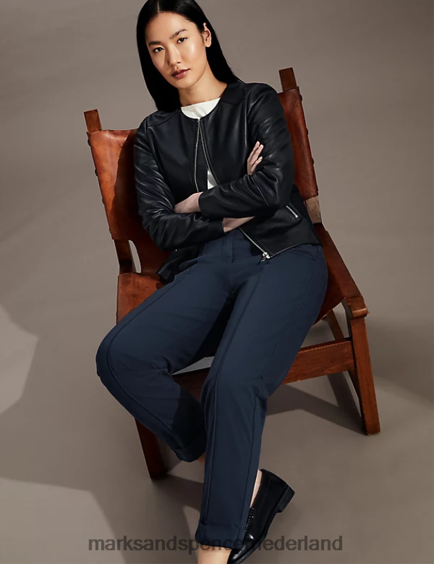 Marks & Spencer vrouwen cropped chino met slim-fit pasvorm marine kleding N8VZP2471