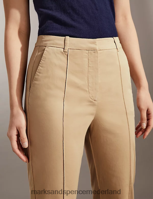 Marks & Spencer vrouwen cropped chino met slim-fit pasvorm steen kleding N8VZP2126