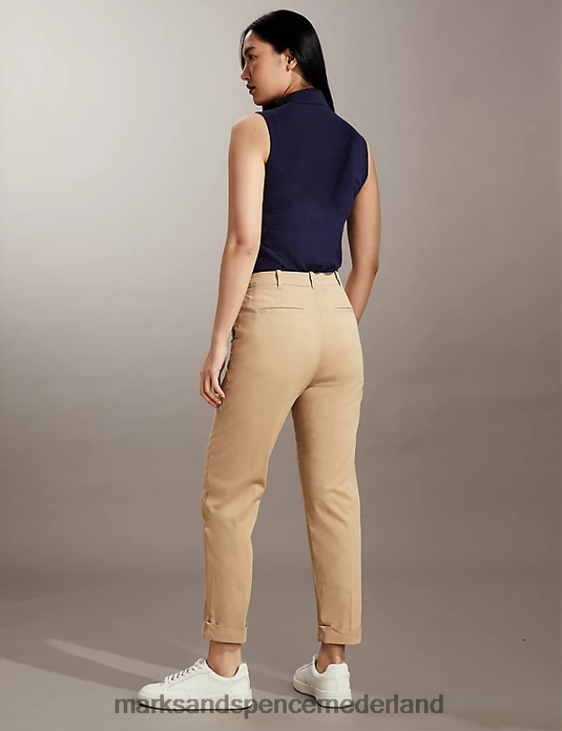 Marks & Spencer vrouwen cropped chino met slim-fit pasvorm steen kleding N8VZP2126