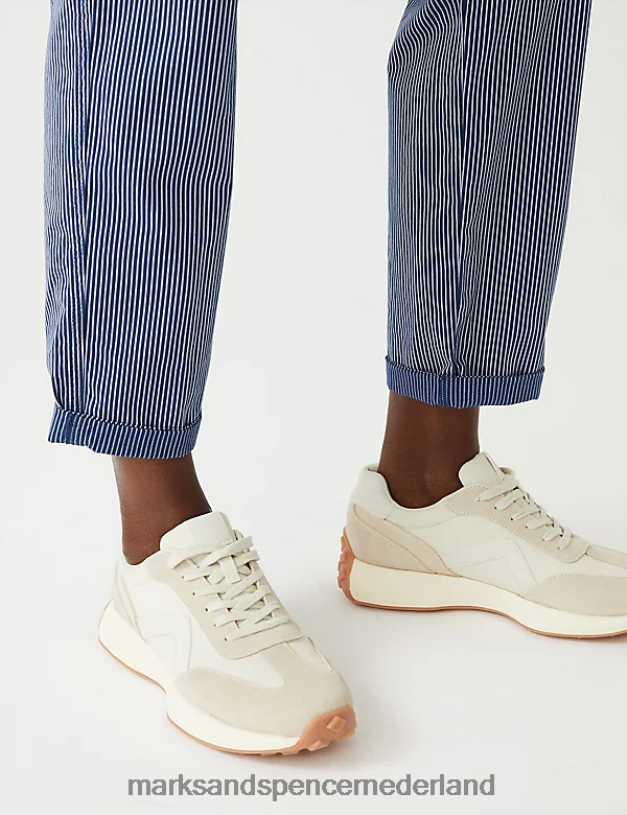 Marks & Spencer vrouwen katoenrijke gestreepte slim-fit chino marine mix kleding N8VZP1004