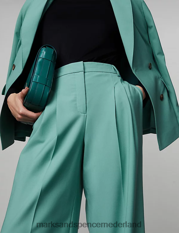 Marks & Spencer vrouwen wolrijke broek met wijde pijpen en plooien aan de voorkant wintertaling kleding N8VZP538