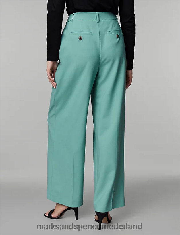 Marks & Spencer vrouwen wolrijke broek met wijde pijpen en plooien aan de voorkant wintertaling kleding N8VZP538