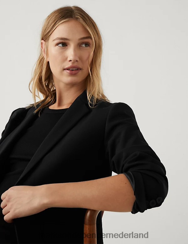 Marks & Spencer vrouwen Getailleerde blazer met enkele rij knopen zwart kleding N8VZP768