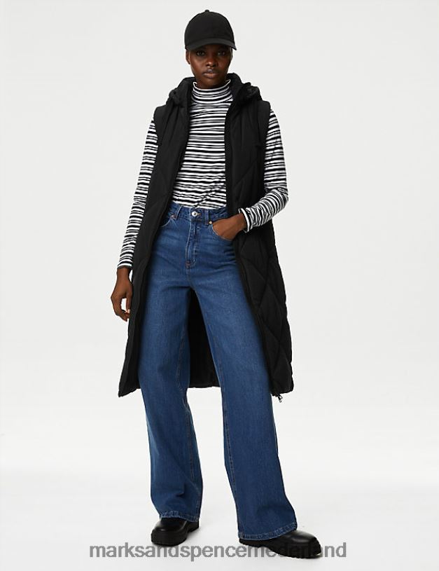 Marks & Spencer vrouwen gerecycled thermowarm longline gilet zwart kleding N8VZP398