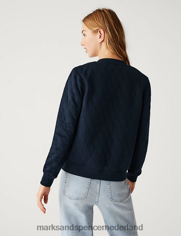Marks & Spencer vrouwen gewatteerd relaxed bomberjack van jersey donker marine kleding N8VZP662