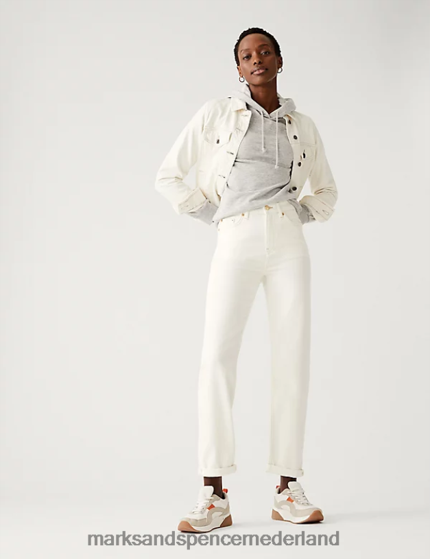 Marks & Spencer vrouwen Boyfriend enkelgrazerjeans lichte crème kleding N8VZP2632