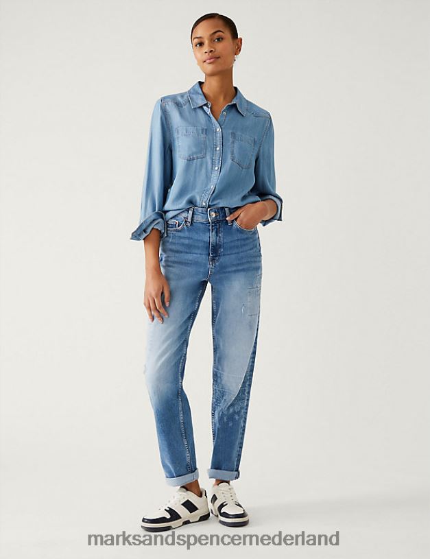 Marks & Spencer vrouwen Boyfriend enkelgrazerjeans lichte denim kleding N8VZP2631