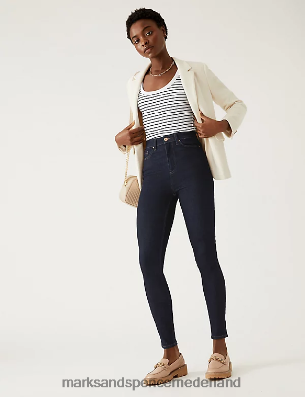 Marks & Spencer vrouwen Ivy superzachte skinny jeans met hoge taille indigo-mix kleding N8VZP784