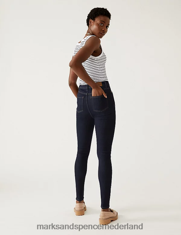 Marks & Spencer vrouwen Ivy superzachte skinny jeans met hoge taille indigo-mix kleding N8VZP784