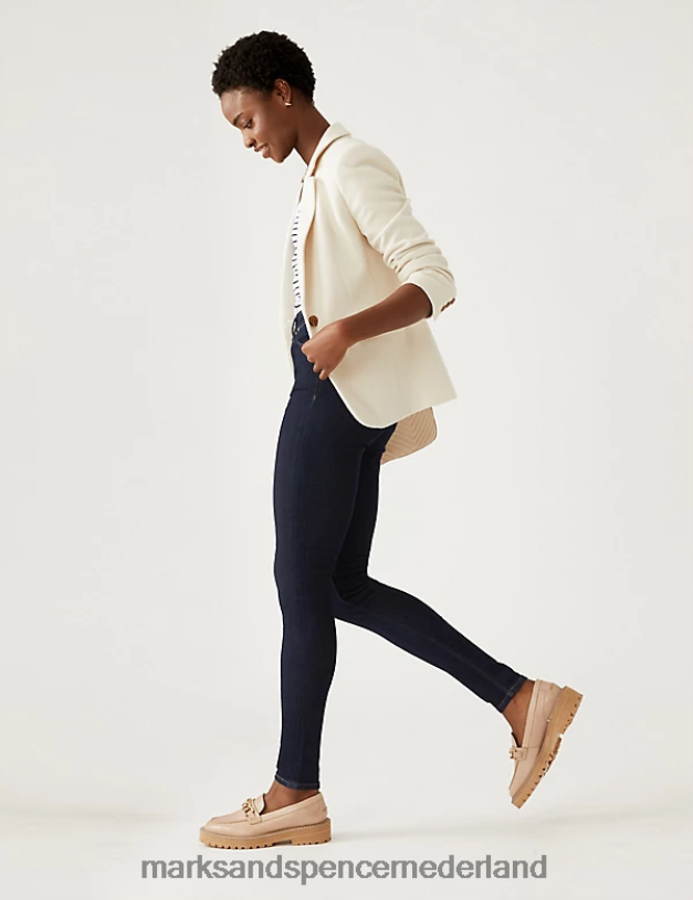 Marks & Spencer vrouwen Ivy superzachte skinny jeans met hoge taille indigo-mix kleding N8VZP784