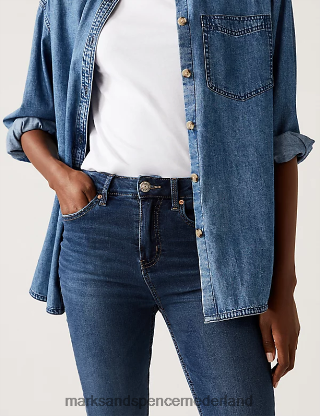 Marks & Spencer vrouwen Lily slim-fit jeans met stretch middelblauwe denim kleding N8VZP2729