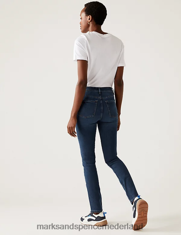 Marks & Spencer vrouwen Lily slim-fit jeans met stretch middelblauwe denim kleding N8VZP2729