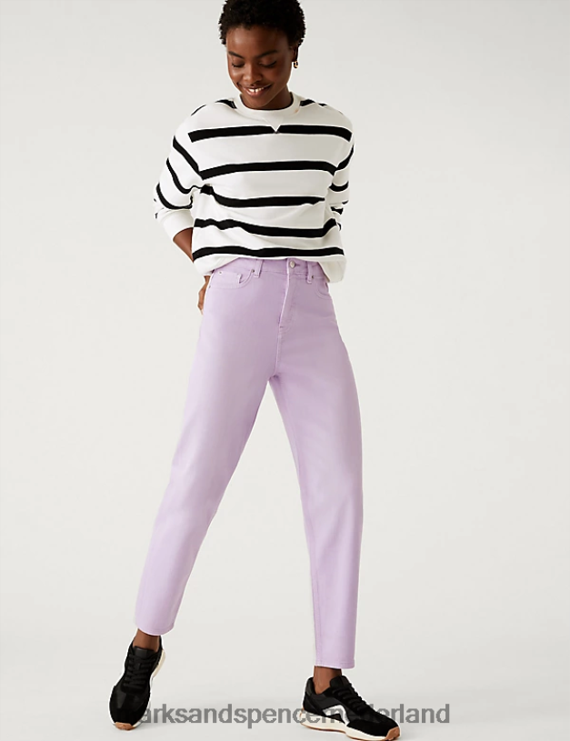 Marks & Spencer vrouwen Mom jeans met hoge taille lila kleding N8VZP3119