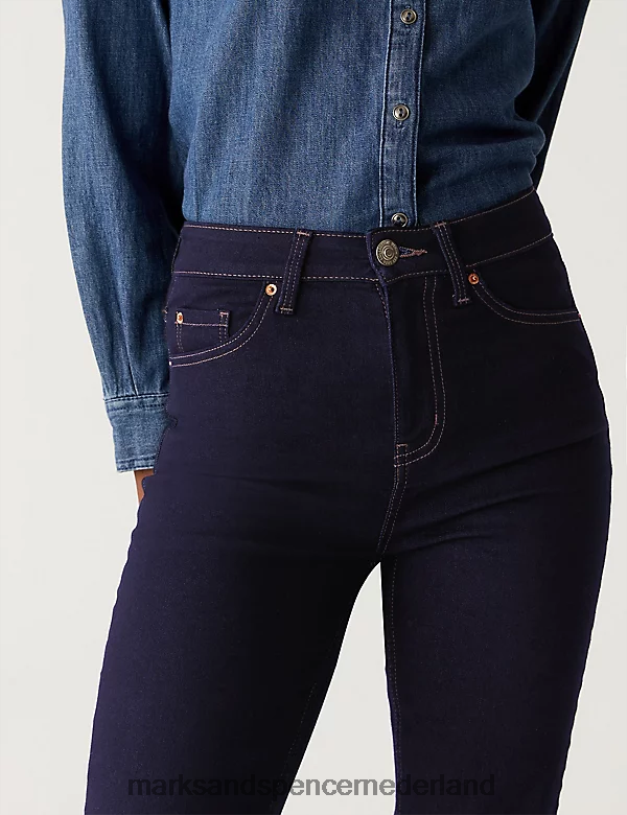 Marks & Spencer vrouwen Sienna jeans met rechte pijpen en stretch indigo-mix kleding N8VZP2754