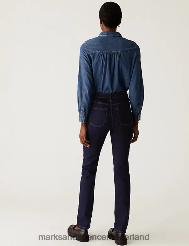 Marks & Spencer vrouwen Sienna jeans met rechte pijpen en stretch indigo-mix kleding N8VZP2754