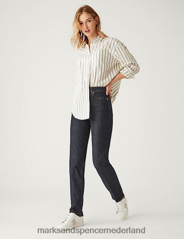 Marks & Spencer vrouwen Sienna nette jeans met hoge taille indigo-mix kleding N8VZP1200