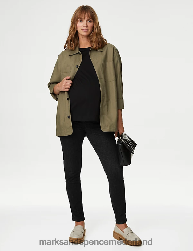 Marks & Spencer vrouwen zwangerschaps-klimop over skinny jeans met een buikje zwart kleding N8VZP2844