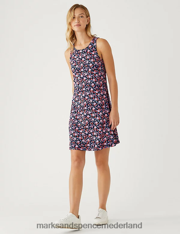 Marks & Spencer vrouwen Mini-swingjurk met jerseyprint multi kleding N8VZP1569