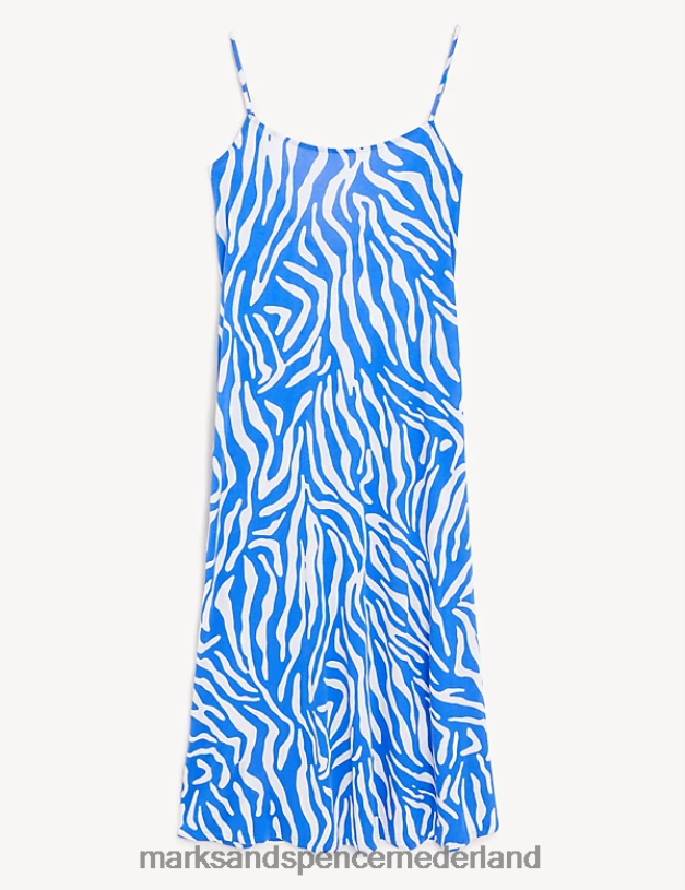 Marks & Spencer vrouwen Tie-dye maxi-slipdress met ronde hals lichtblauw mengsel kleding N8VZP1905