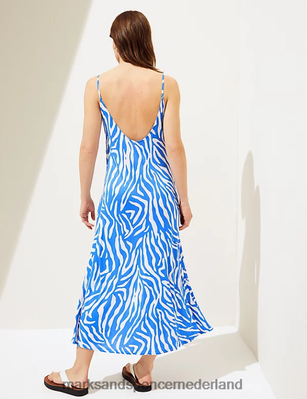 Marks & Spencer vrouwen Tie-dye maxi-slipdress met ronde hals lichtblauw mengsel kleding N8VZP1905